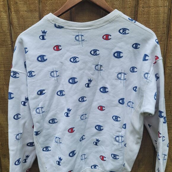 Champion Reverse Weave White Logo Long Sleeve Sweatshirt Womens Size M - Picture 4 of 8